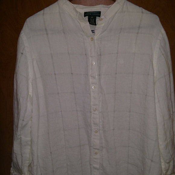 Ralph Lauren Tops - Ralph Lauren sheer white checked button up shirt